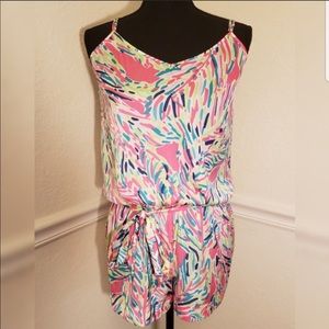 Lilly Pulitzer Romper - pink, green, blue, white